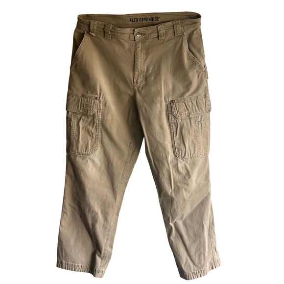 Duluth Trading Co. Flex Fire Hose Relaxed Fit Cargo Pants Mens 38x32 Beige - Picture 1 of 11